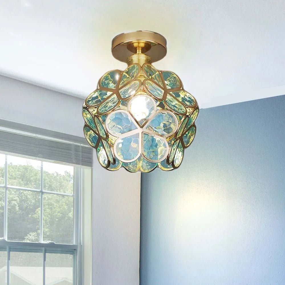 Elegant Floral Glass Flush Mount Ceiling Lamp