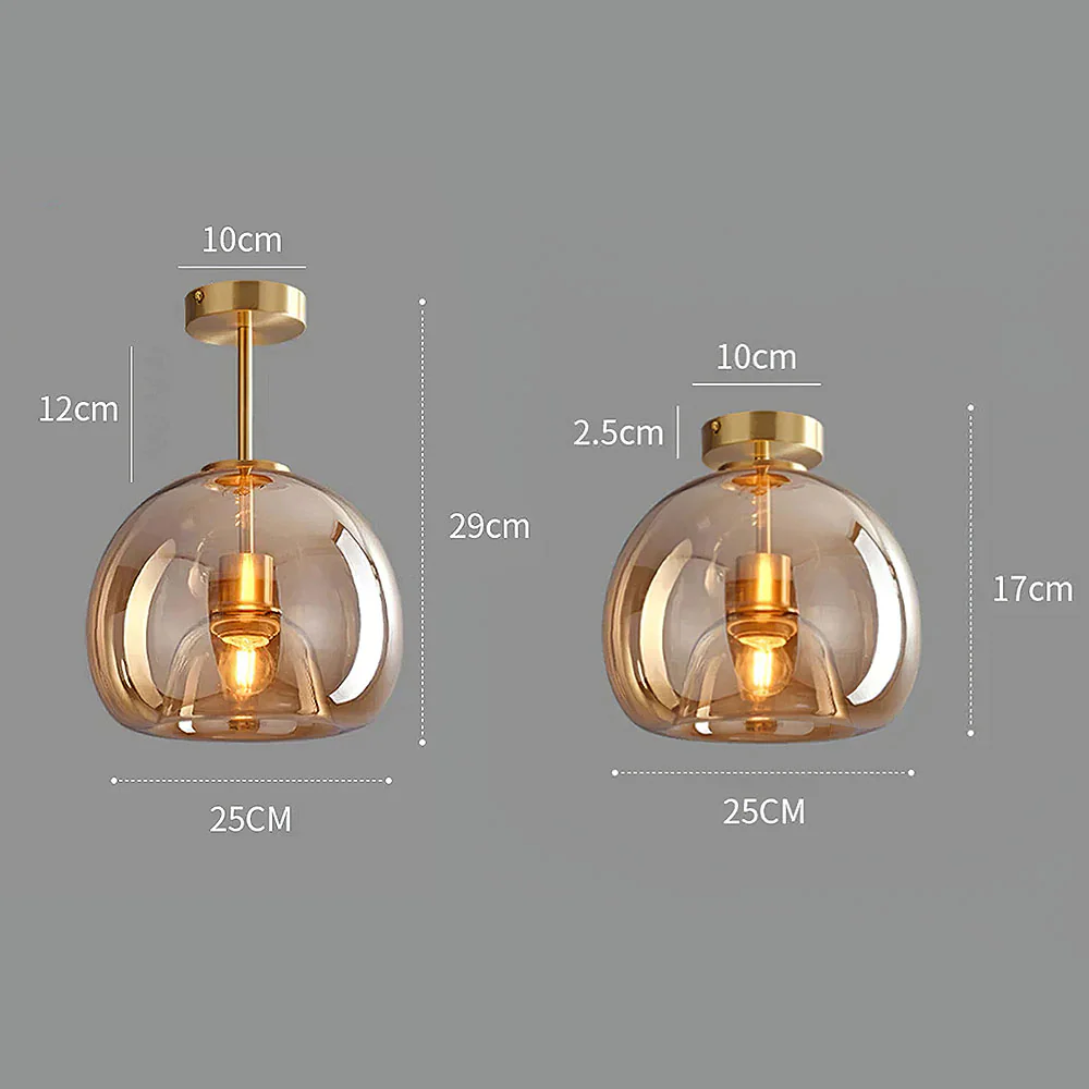 Set of 2 Warm Glow Tinted Glass Ceiling Lights