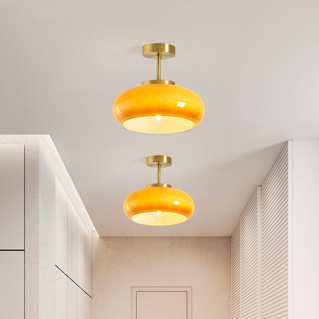 Amber Glow Round Glass Ceiling Light