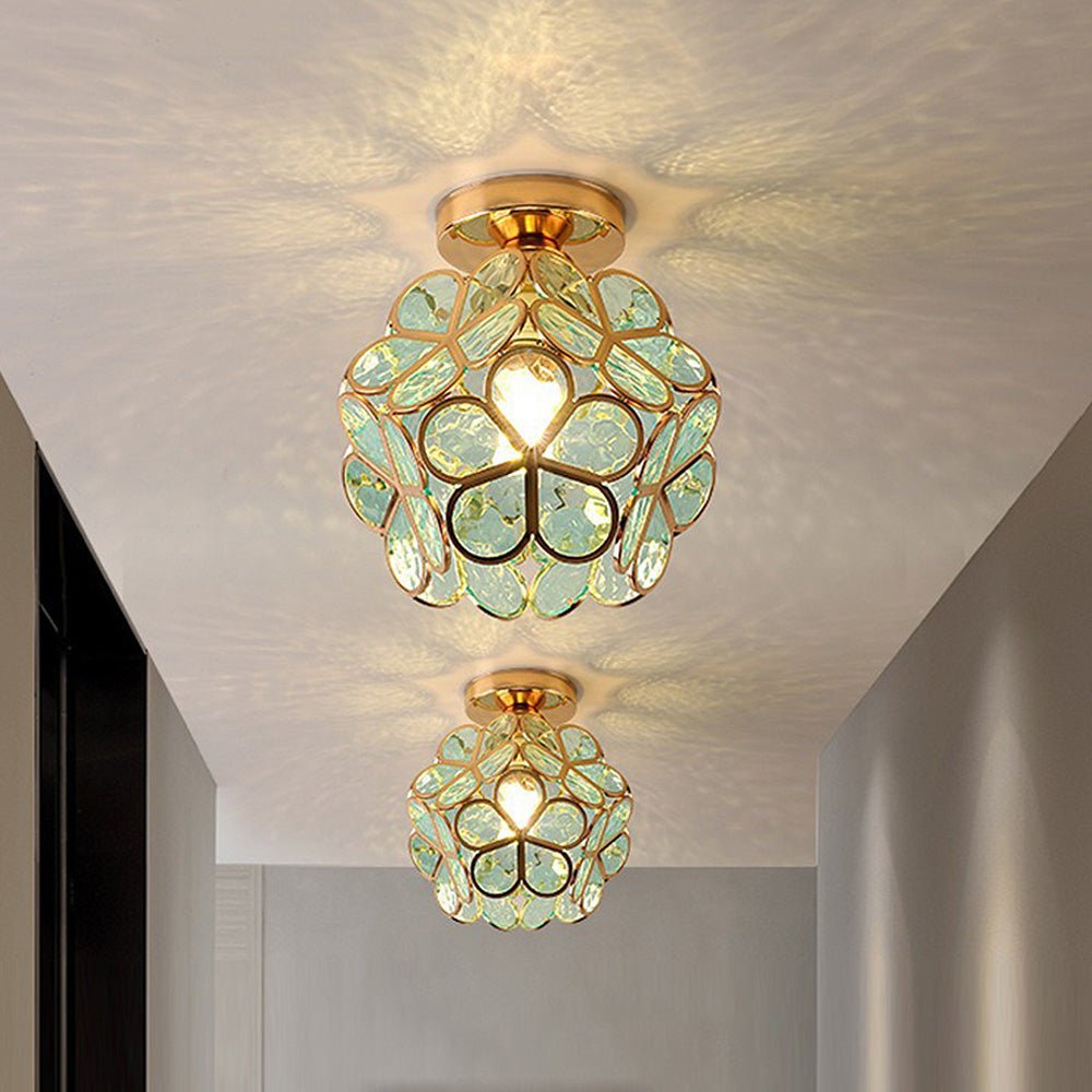 Elegant Floral Glass Flush Mount Ceiling Lamp
