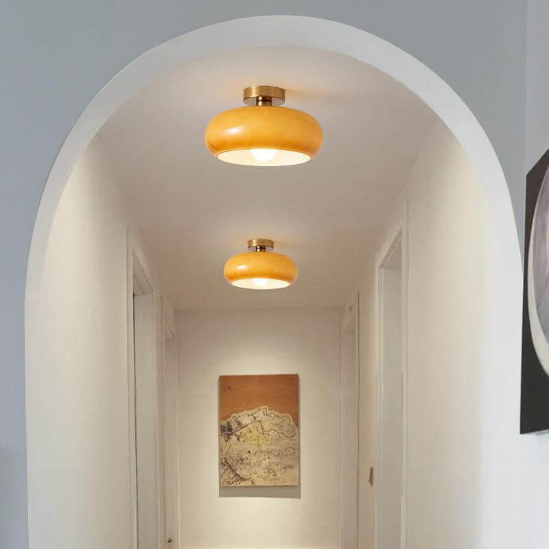 Amber Glow Round Glass Ceiling Light