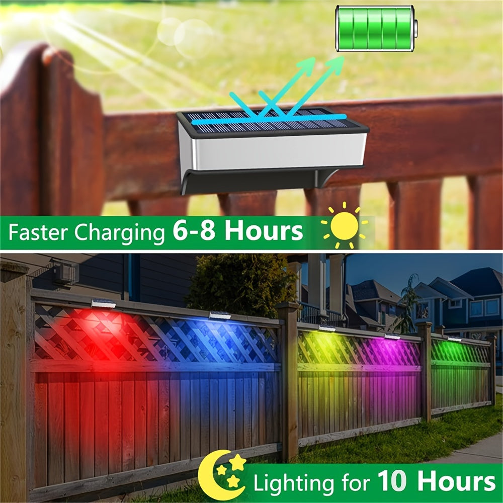 8-Pack Solar Outdoor Lights, Multi-Colour LED Deck and Stair Lighting for Garden Use