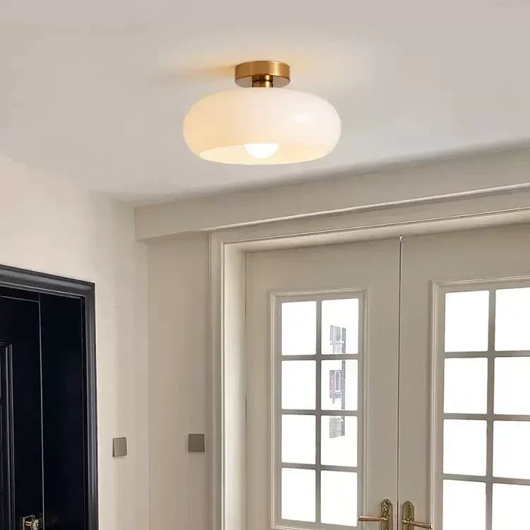 Amber Glow Round Glass Ceiling Light