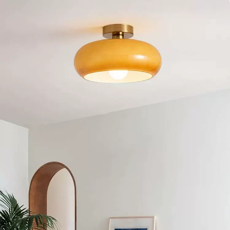 Amber Glow Round Glass Ceiling Light