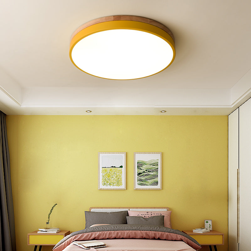 Flush-Mount Natural Disc Ceiling Light
