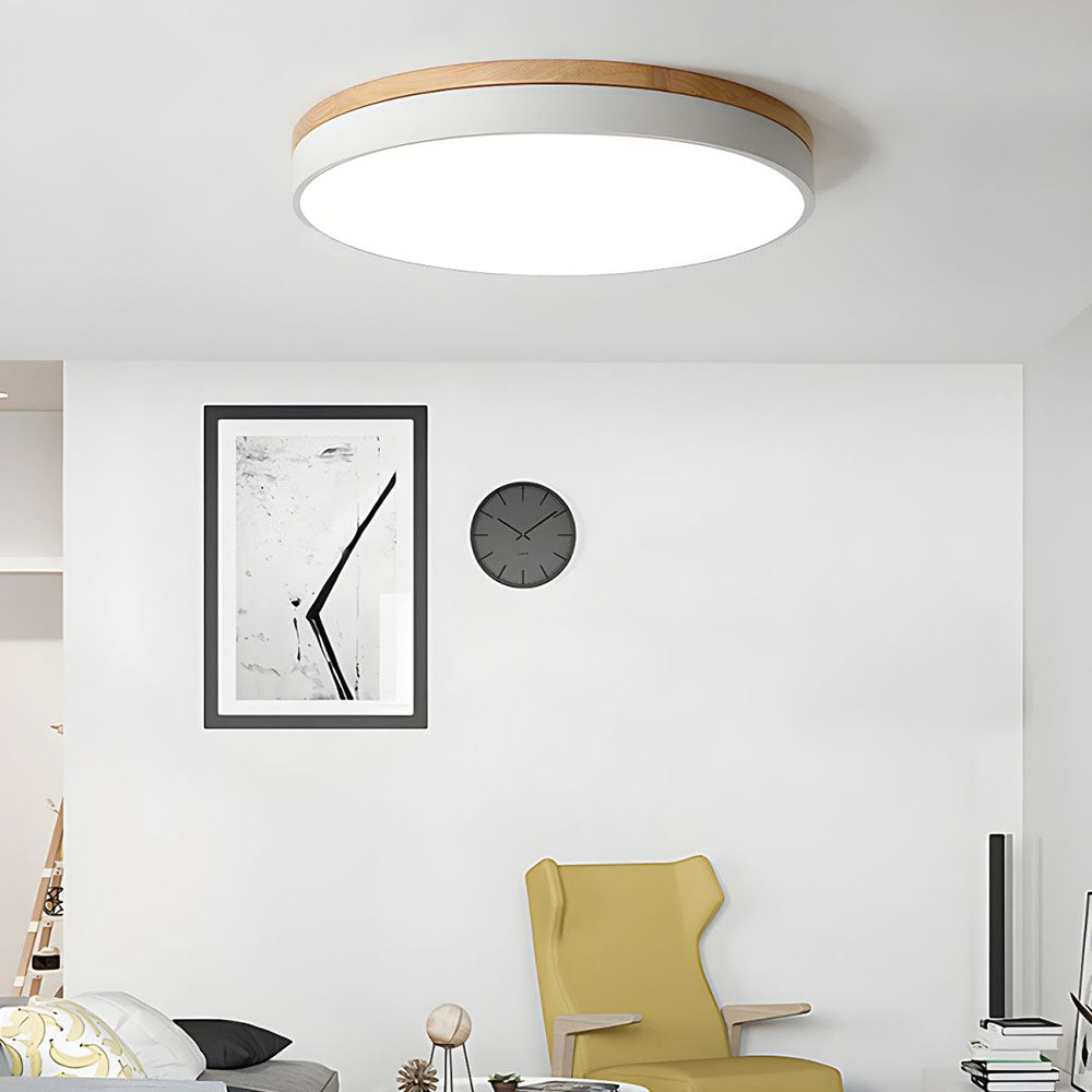 Flush-Mount Natural Disc Ceiling Light