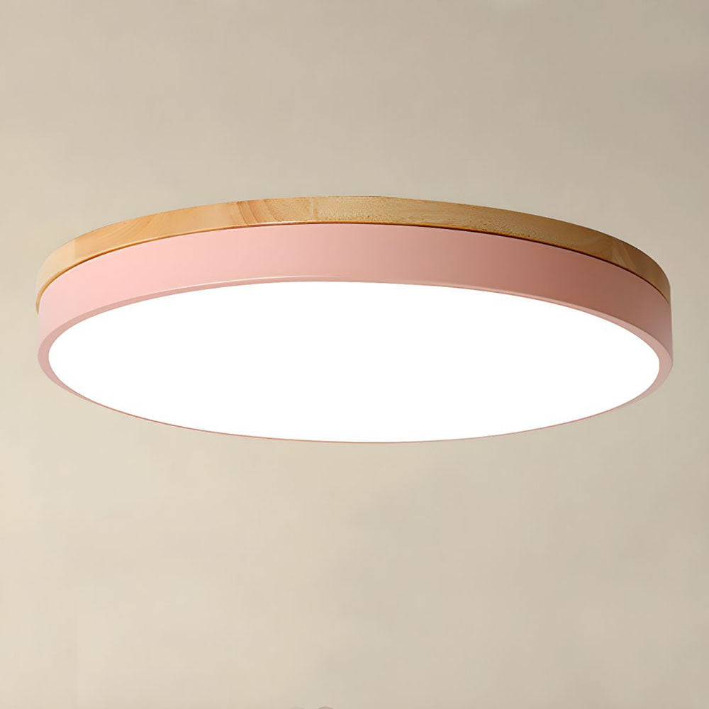 Flush-Mount Natural Disc Ceiling Light
