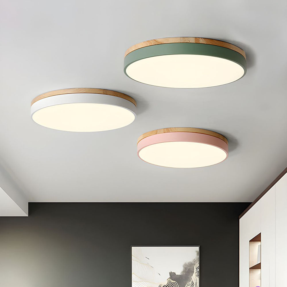 Flush-Mount Natural Disc Ceiling Light