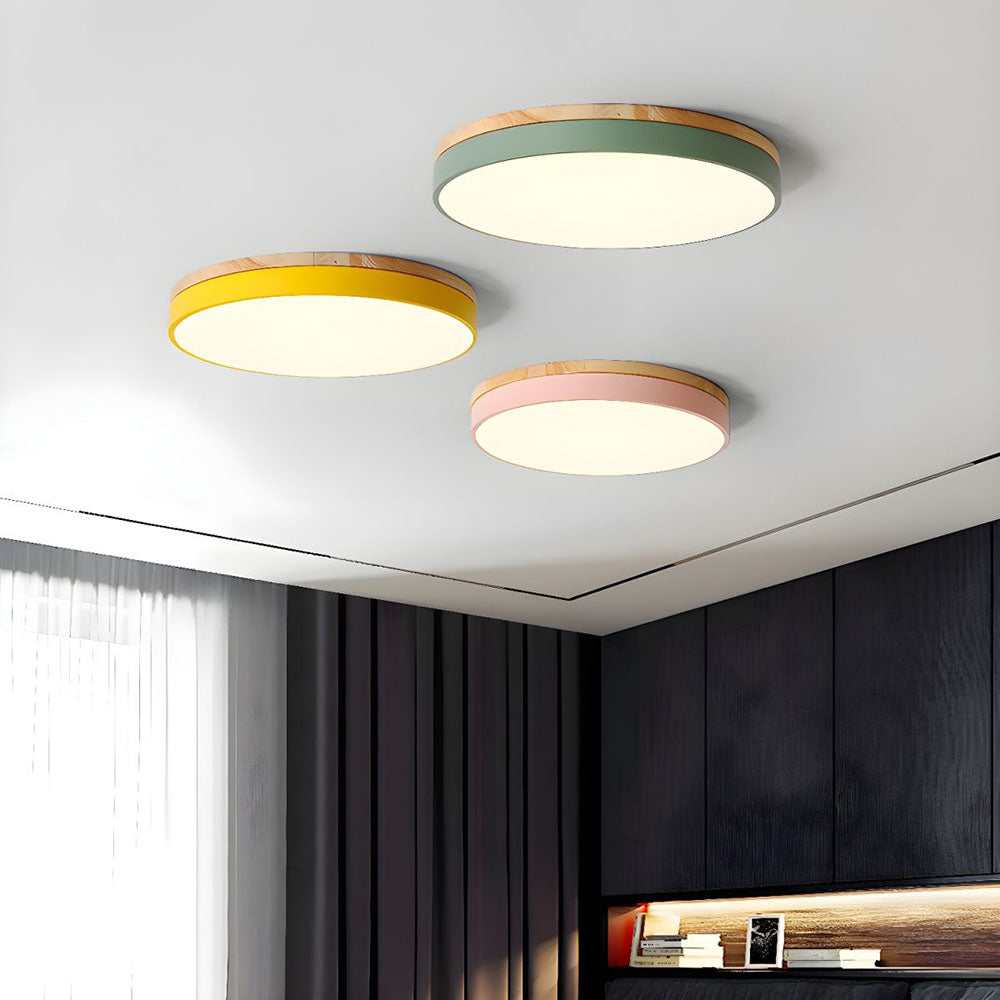 Flush-Mount Natural Disc Ceiling Light