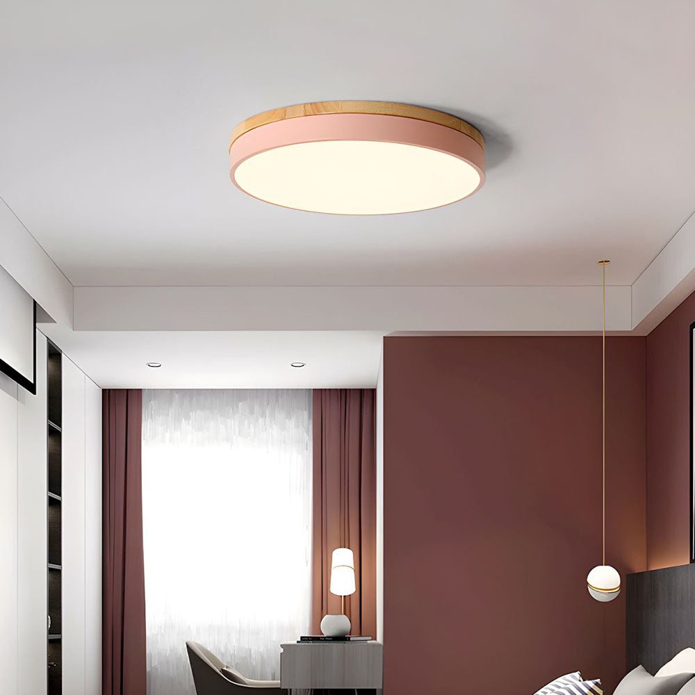 Flush-Mount Natural Disc Ceiling Light