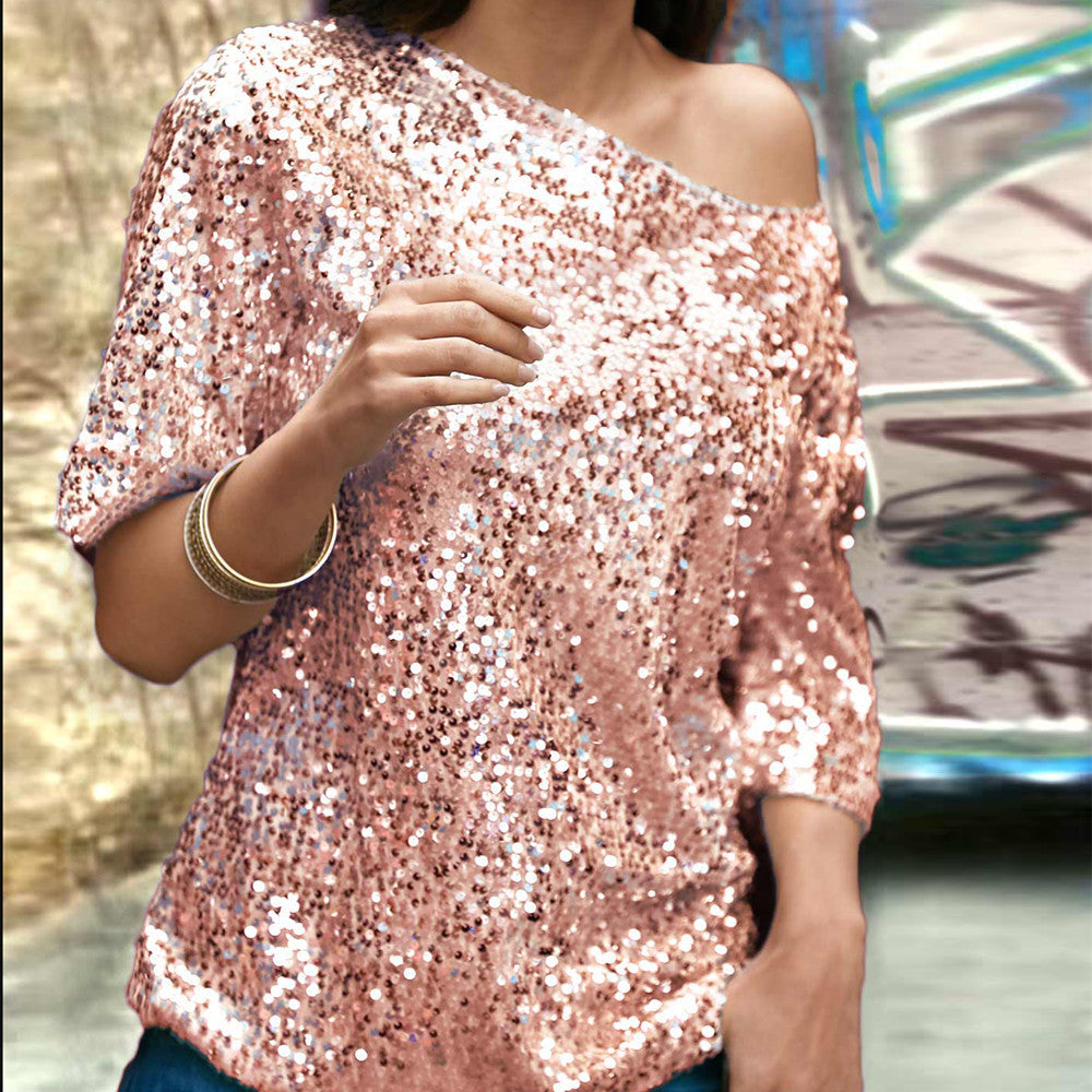 Women's Off the Shoulder Sequin Blouse | New Year