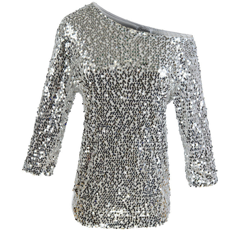 Women's Off the Shoulder Sequin Blouse | New Year