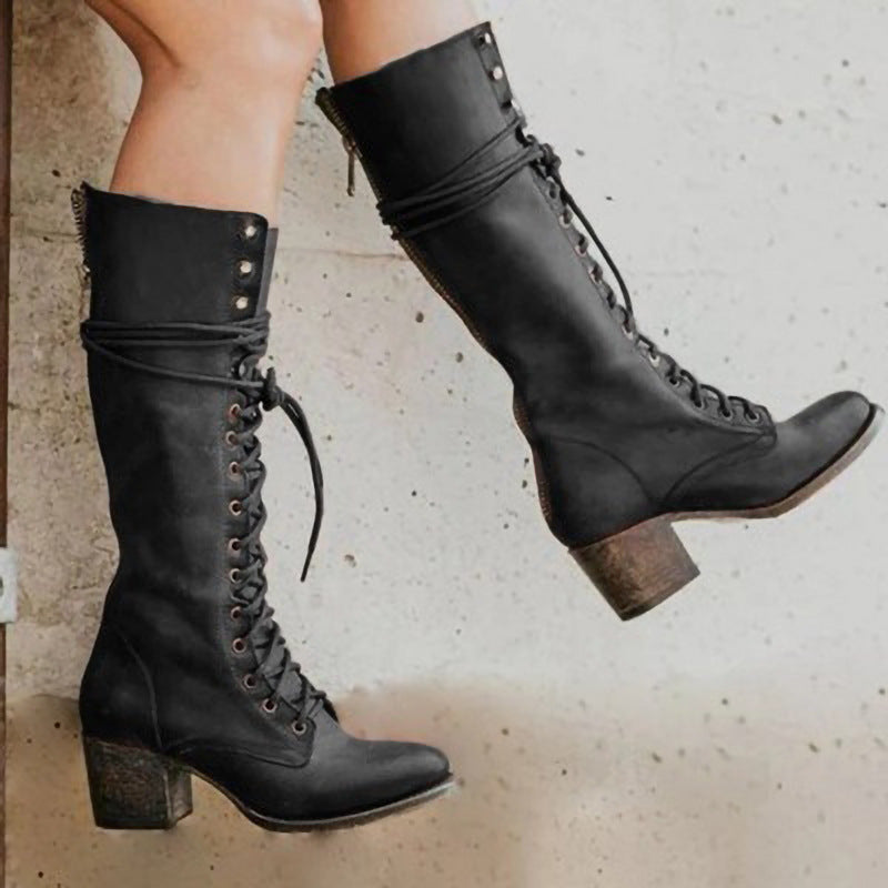 Women's Zipper Heeled Boots | Pointed
