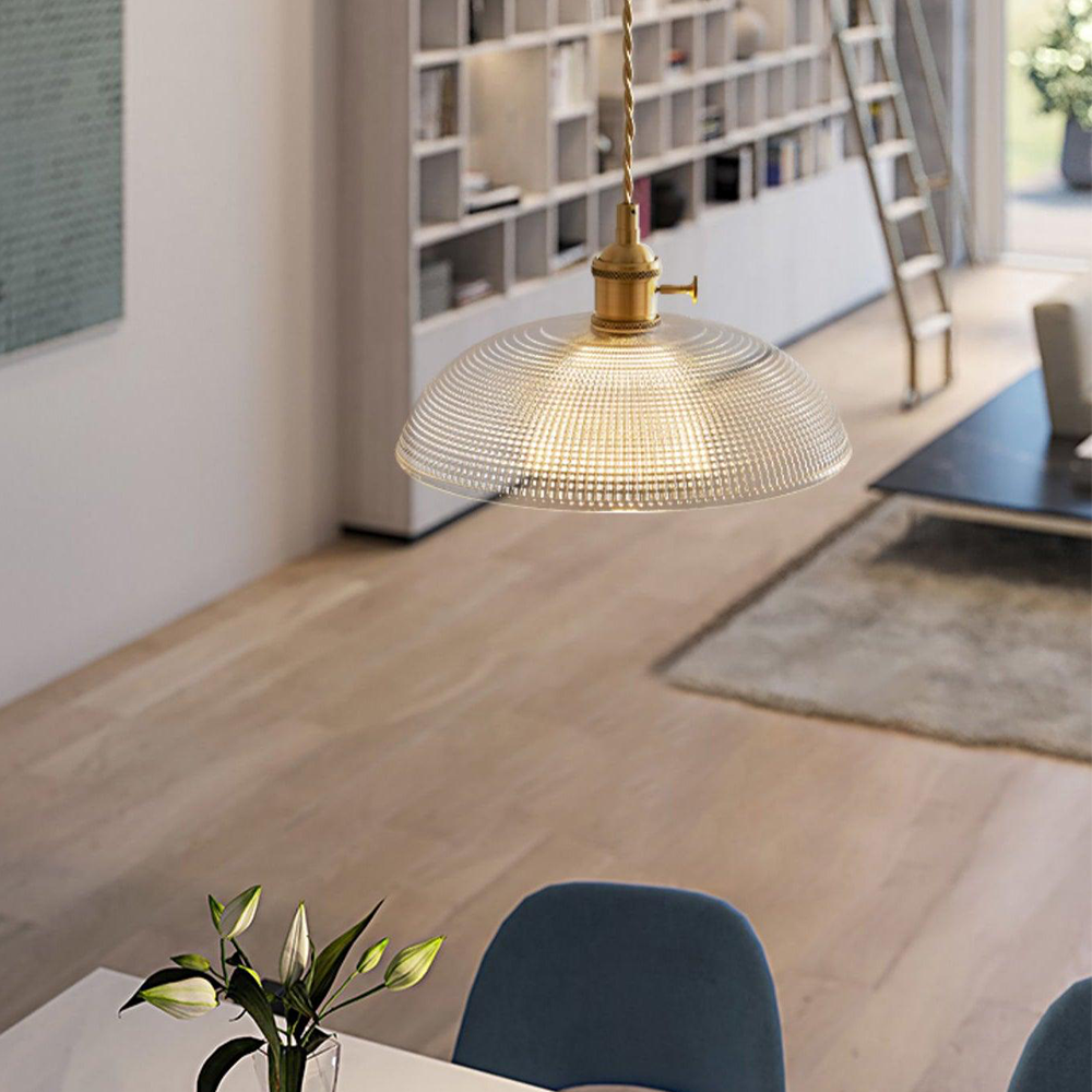 Retro-Inspired Ribbed Glass Pendant Lights