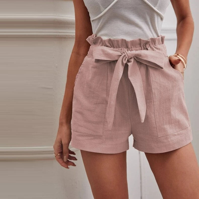 Women's High Waisted Summer Shorts with Drawstring | with Pockets