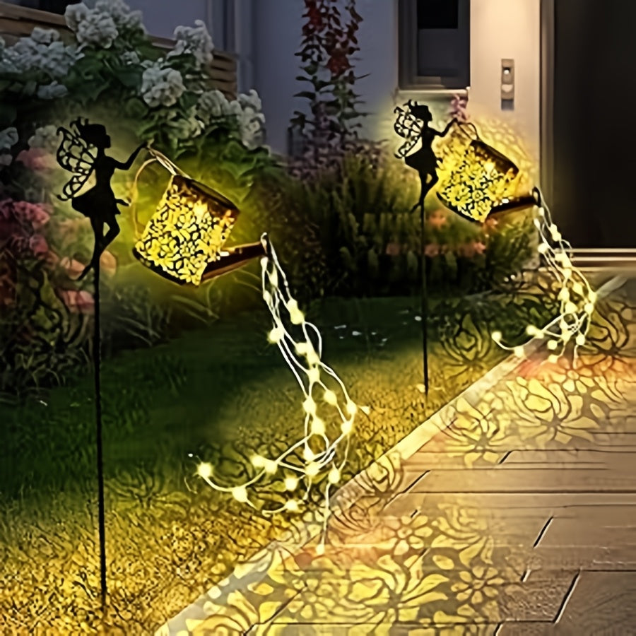 Solar Watering Can Fairy Light – Angel Design, Waterfall String & Auto Sensor