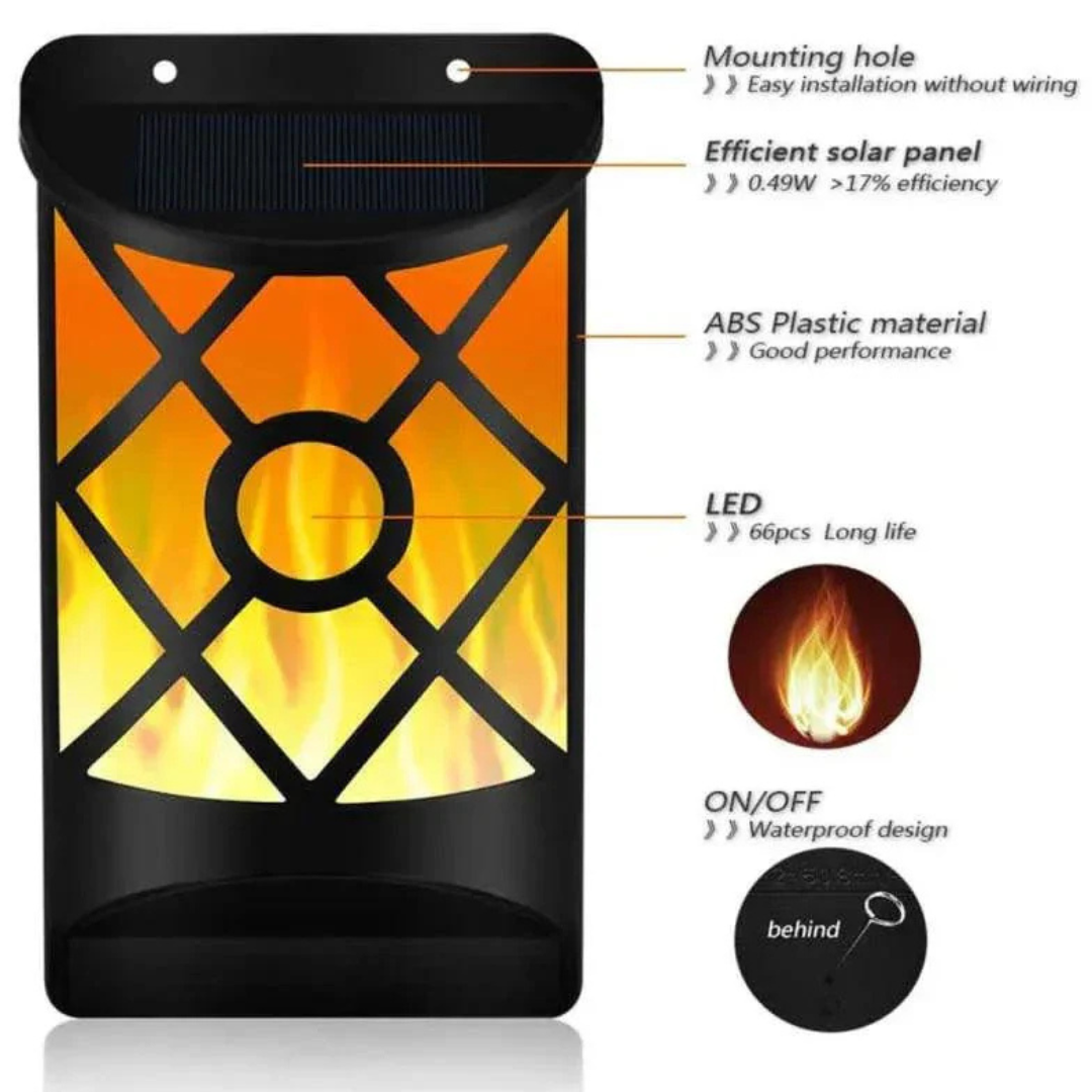 Solar Powered Wireless Outdoor LED Wall Lantern for Garden Illumination