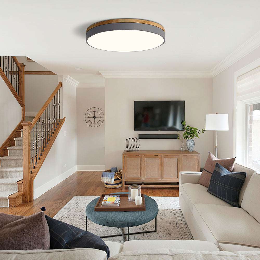 Flush-Mount Natural Disc Ceiling Light