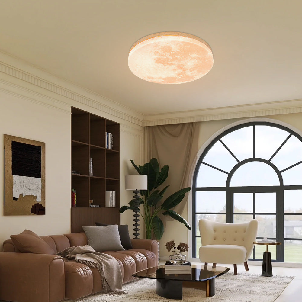 Simple Moon Inspired Round LED Ceiling Light