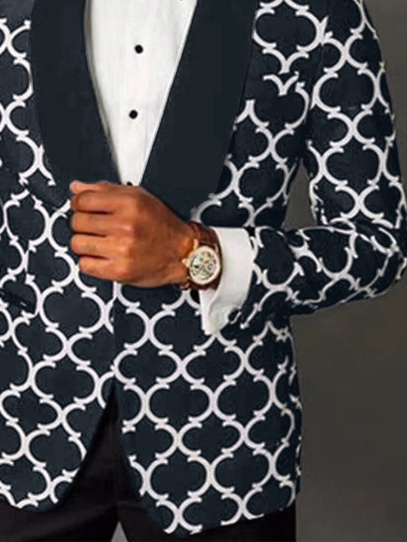 Men's Printed Single Breasted Formal Blazer | Long Sleeve