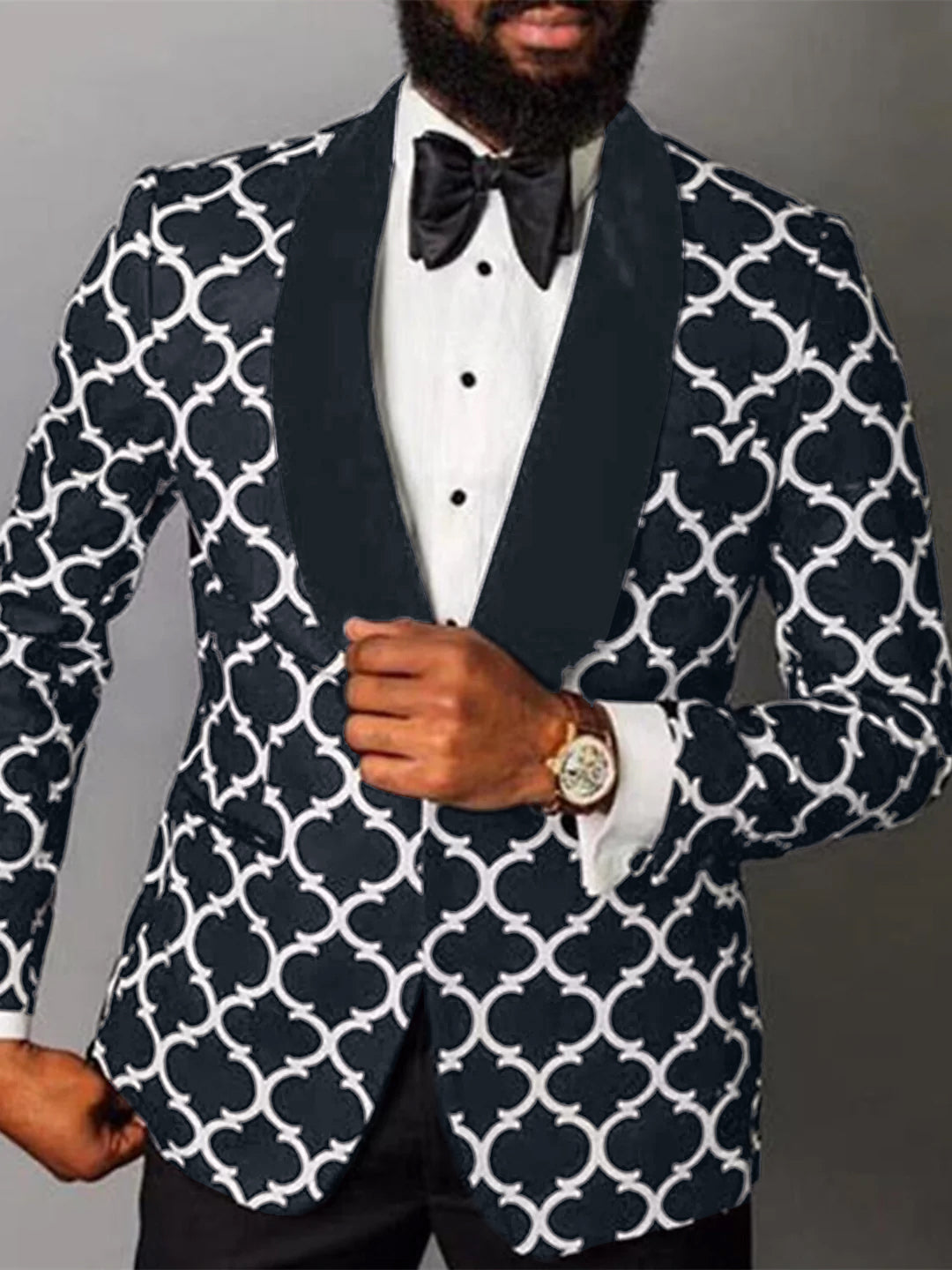 Men's Printed Single Breasted Formal Blazer | Long Sleeve