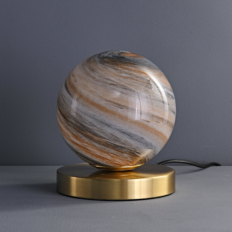 Sculpted Globe Lamp with Marble Vein Glass