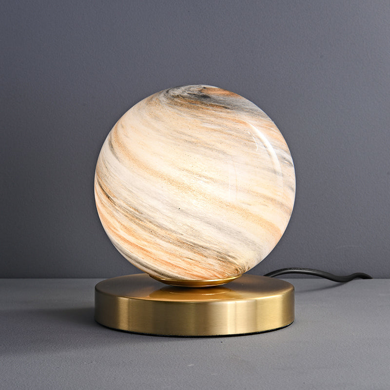 Sculpted Globe Lamp with Marble Vein Glass