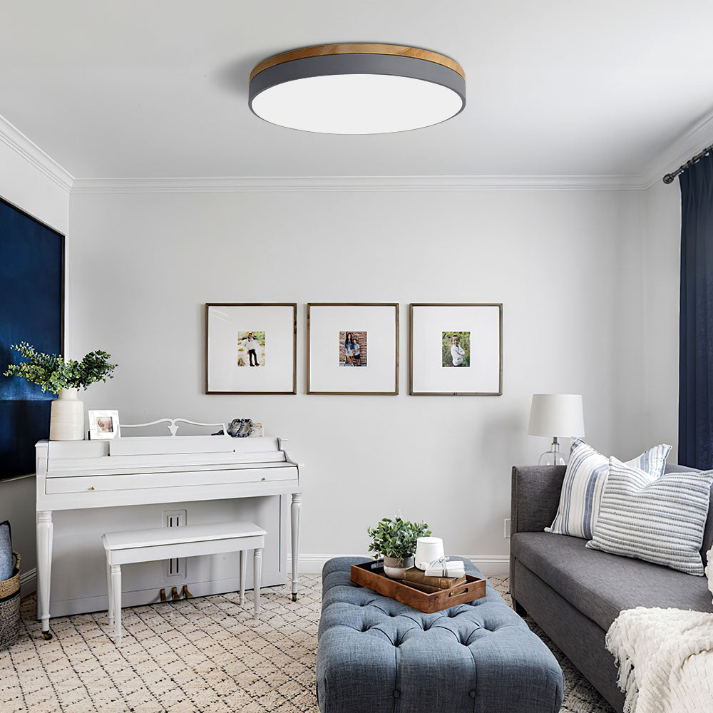 Flush-Mount Natural Disc Ceiling Light
