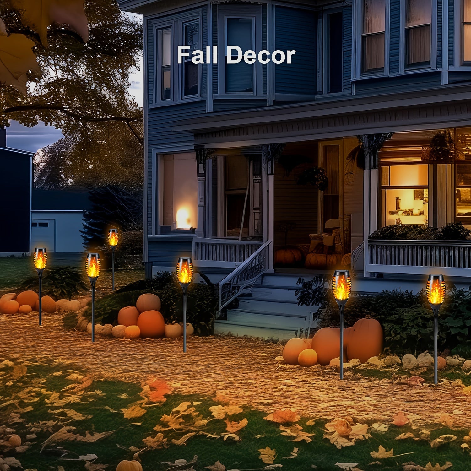 Solar Flickering Flame Garden Lights, Eco-Friendly Plastic, Auto On/Off for Outdoor Use