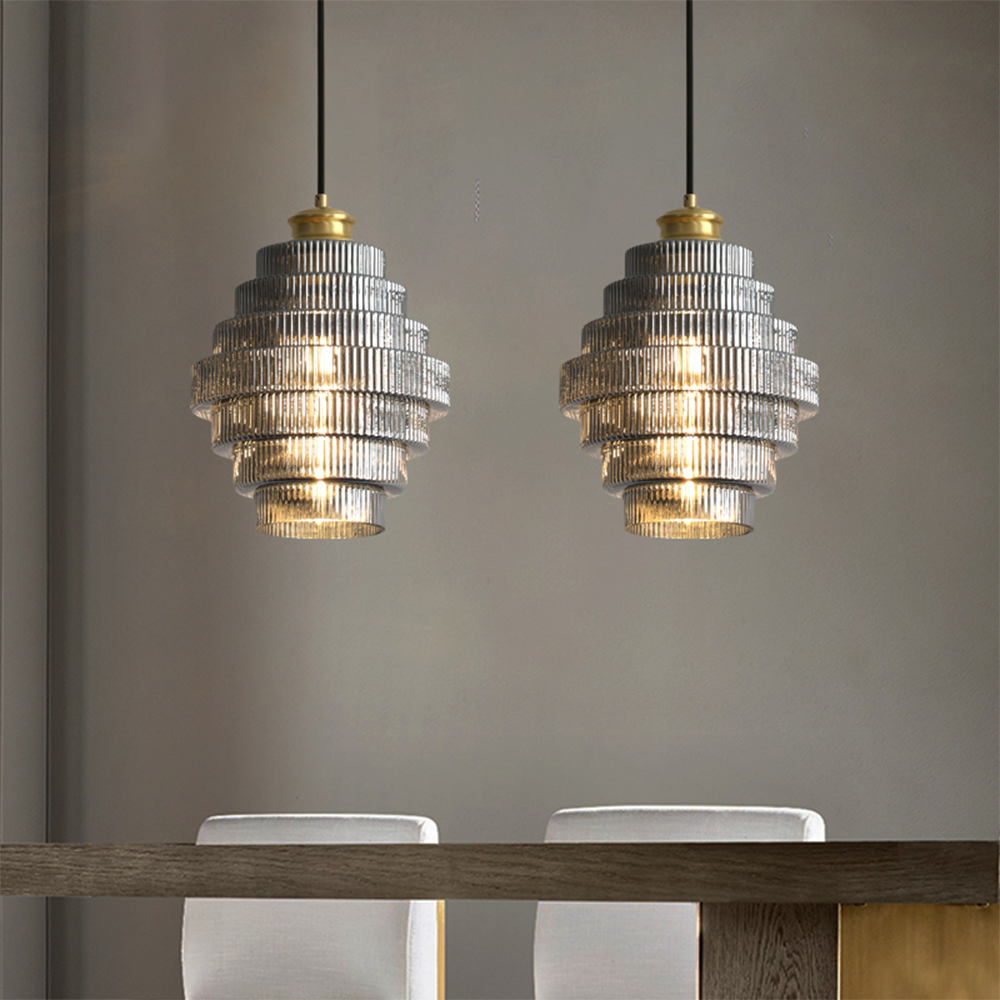 Vintage Fluted Glass Pendant Lights