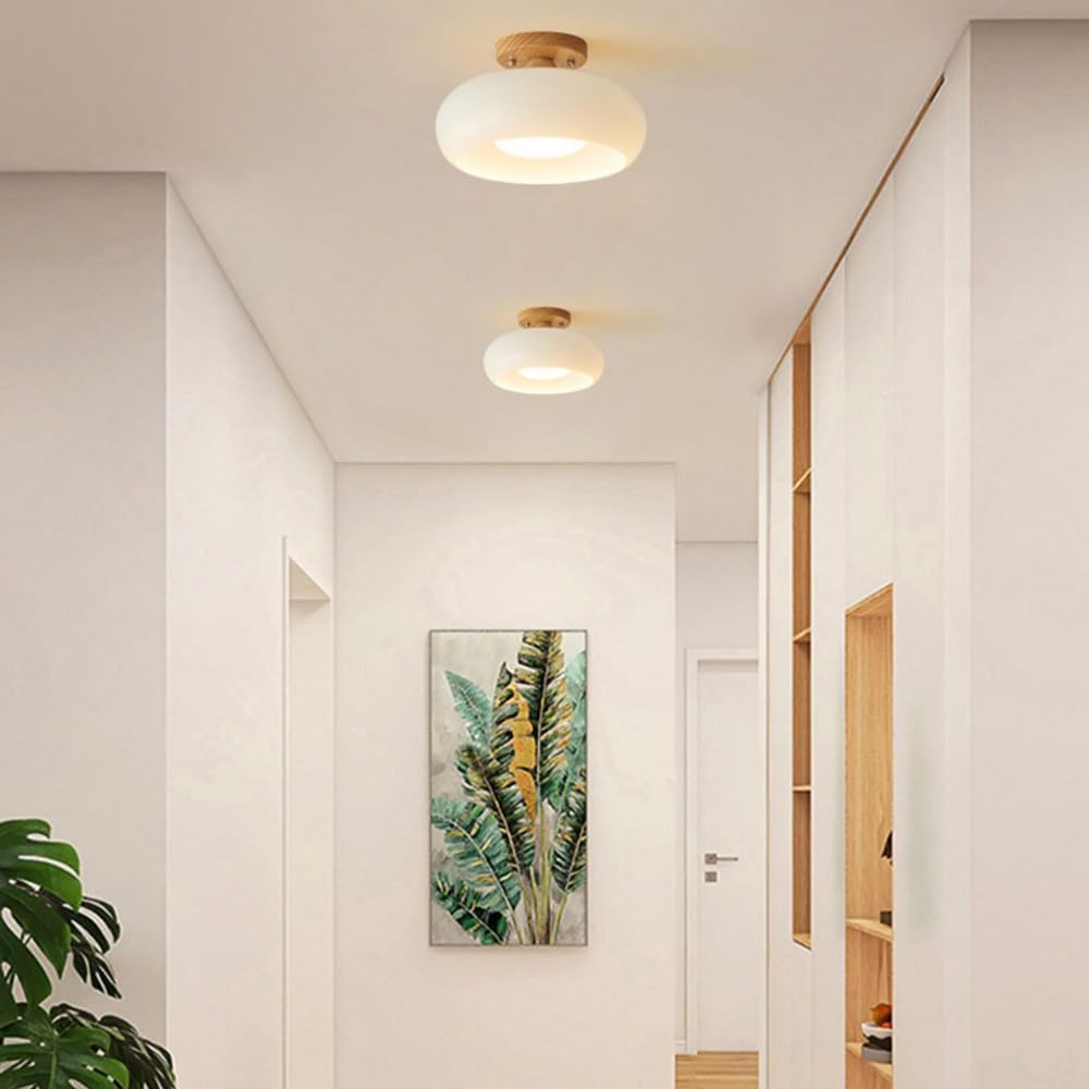Contemporary LED Flush Mount Ceiling Light with Glass & Metal Design