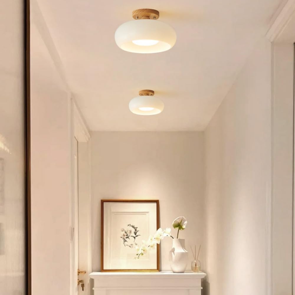 Contemporary LED Flush Mount Ceiling Light with Glass & Metal Design