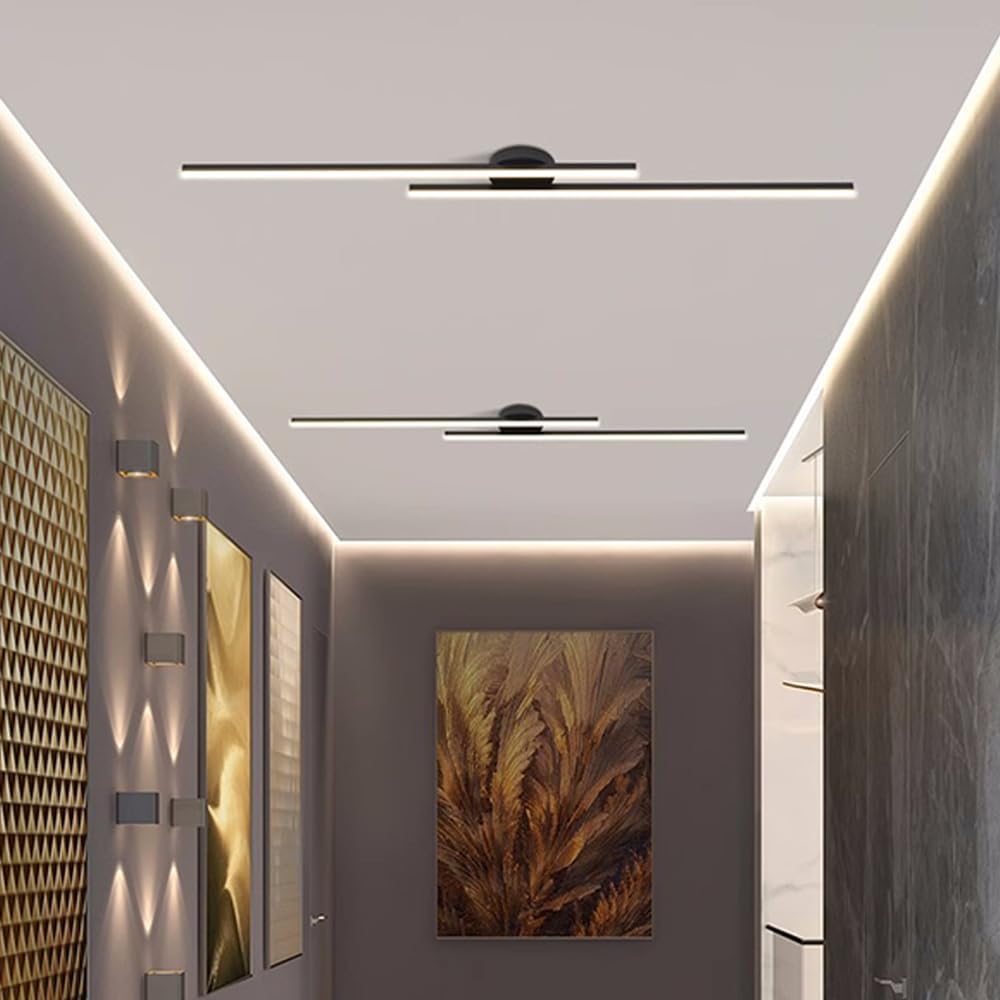 Sleek Aluminium Long Strip Semi Flush Mount LED Ceiling Light for Home Spaces