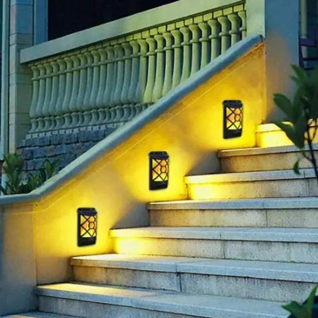 Solar Powered Wireless Outdoor LED Wall Lantern for Garden Illumination