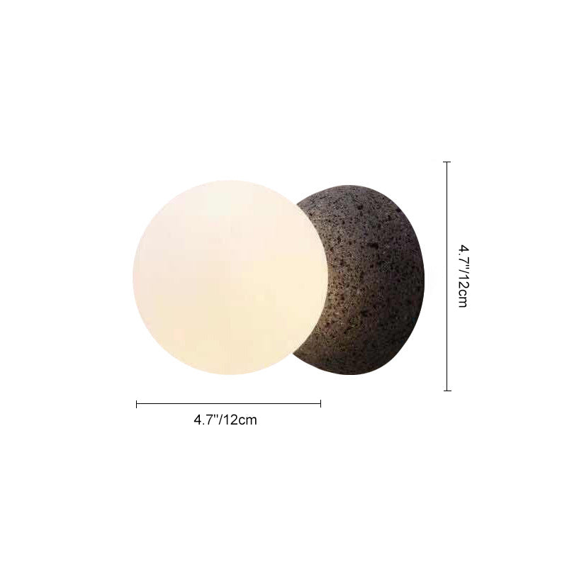 Raw Stone Wall Lamp with Soft Opal Globe