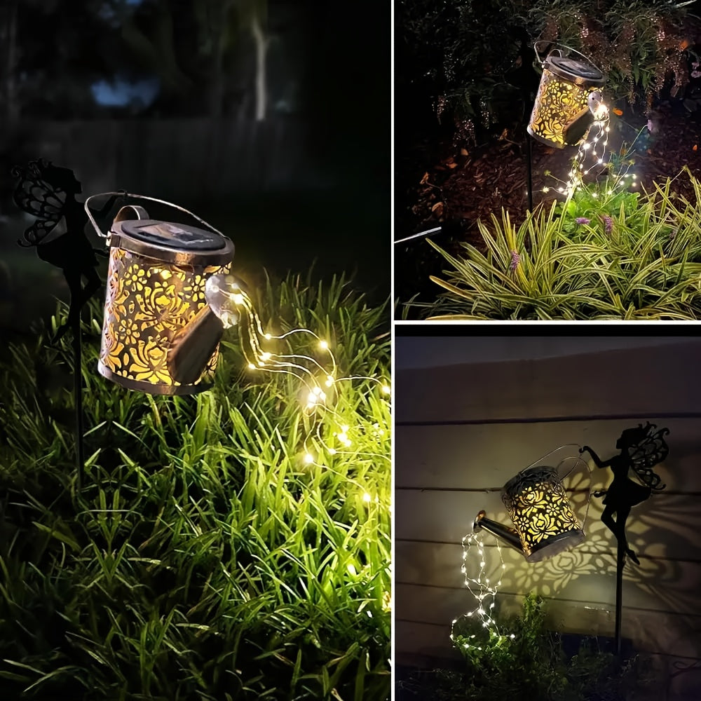 Solar Watering Can Fairy Light – Angel Design, Waterfall String & Auto Sensor