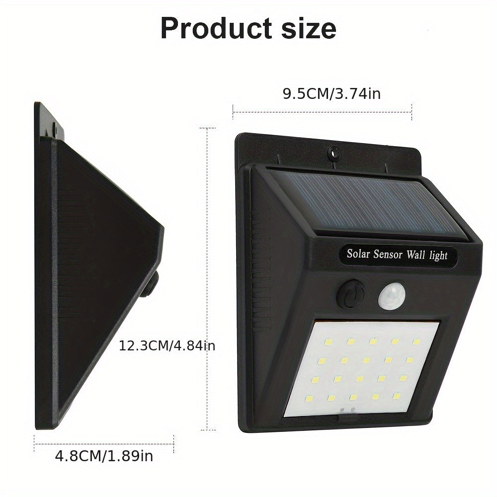 Solar Garden Spotlight with Motion Detection, 20 LEDs for Outdoor Security Lighting