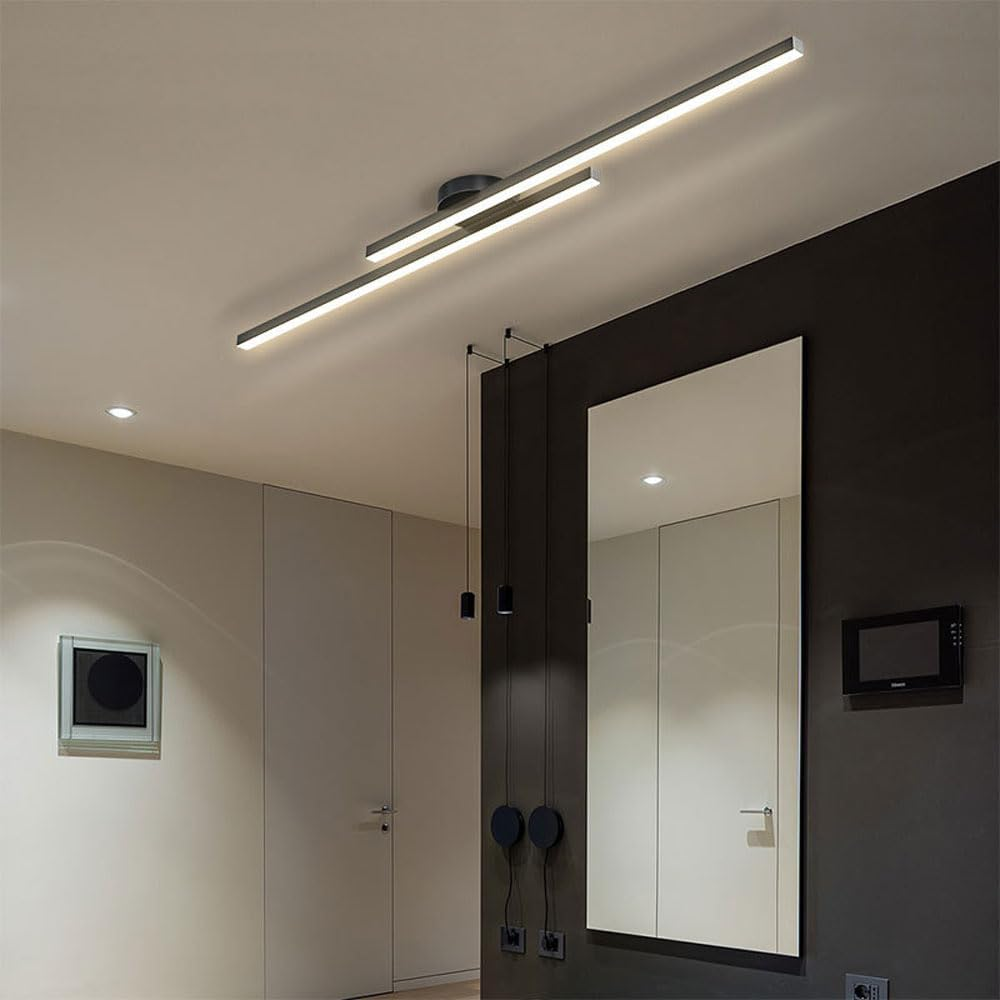 Sleek Aluminium Long Strip Semi Flush Mount LED Ceiling Light for Home Spaces