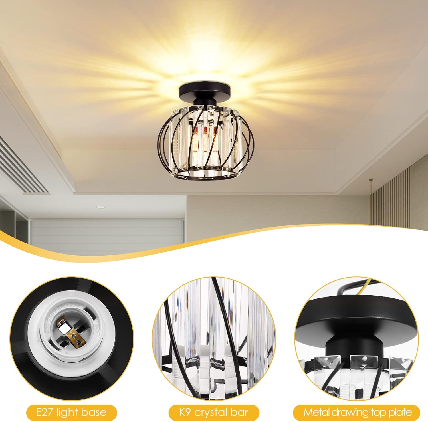 Set of 2 Modern Glass Ceiling Corridor Lights