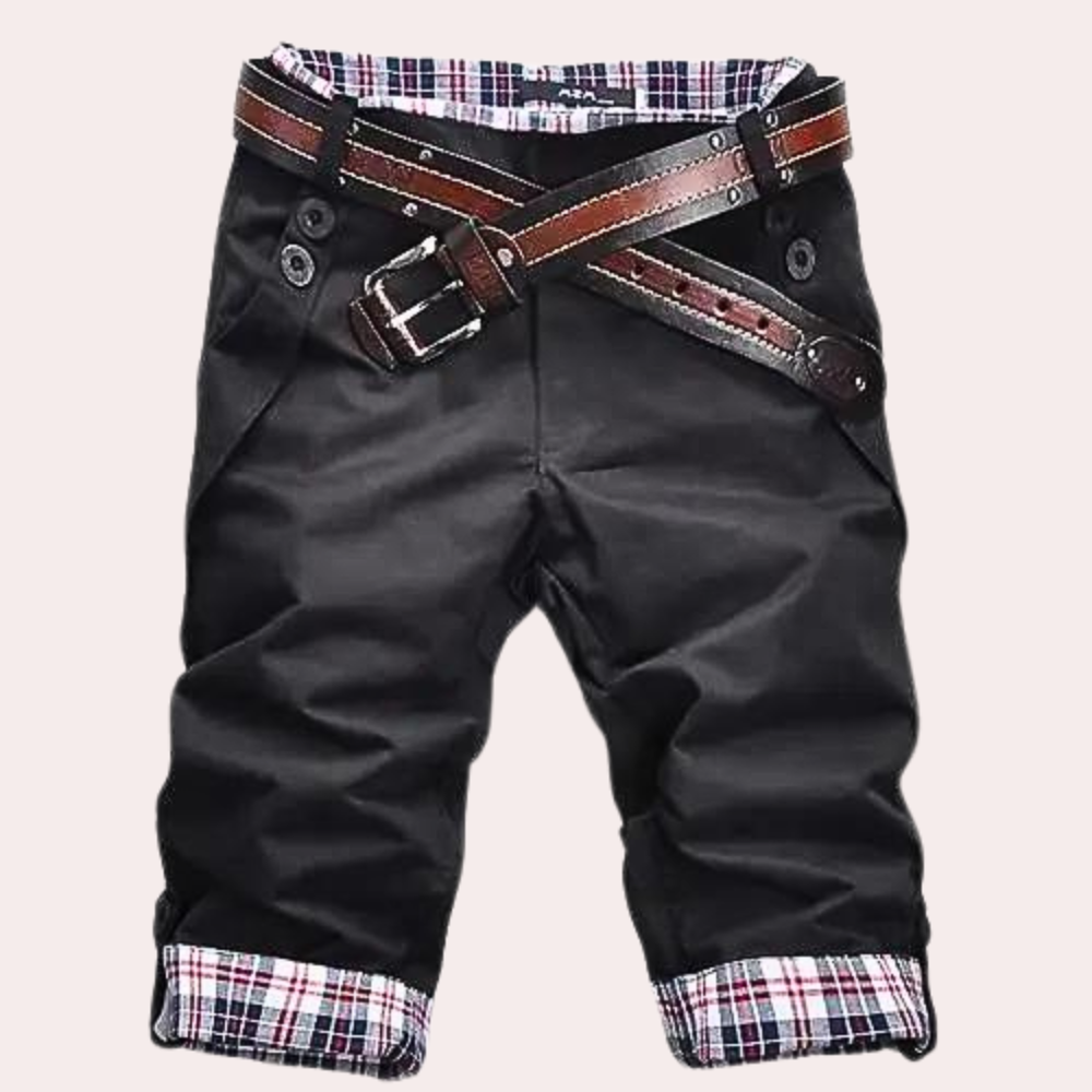 Men's Slim Fit Summer Shorts with Plaid Details | Low Waist