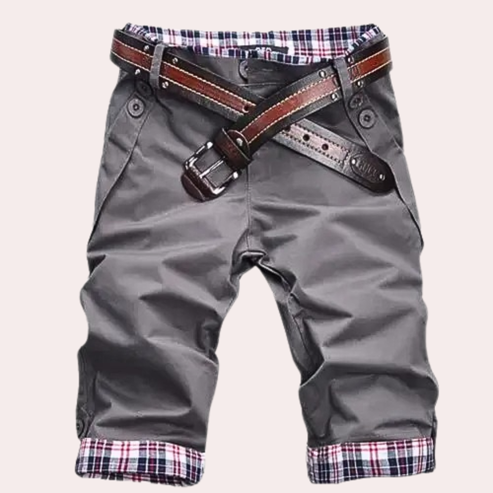 Men's Slim Fit Summer Shorts with Plaid Details | Low Waist