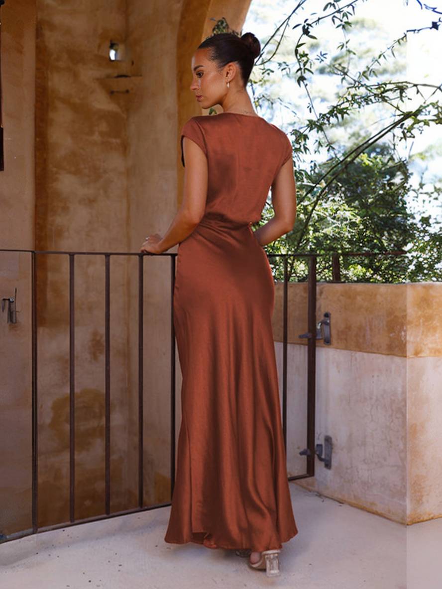 Women's Short Sleeve Wedding Guest Dress | Maxi