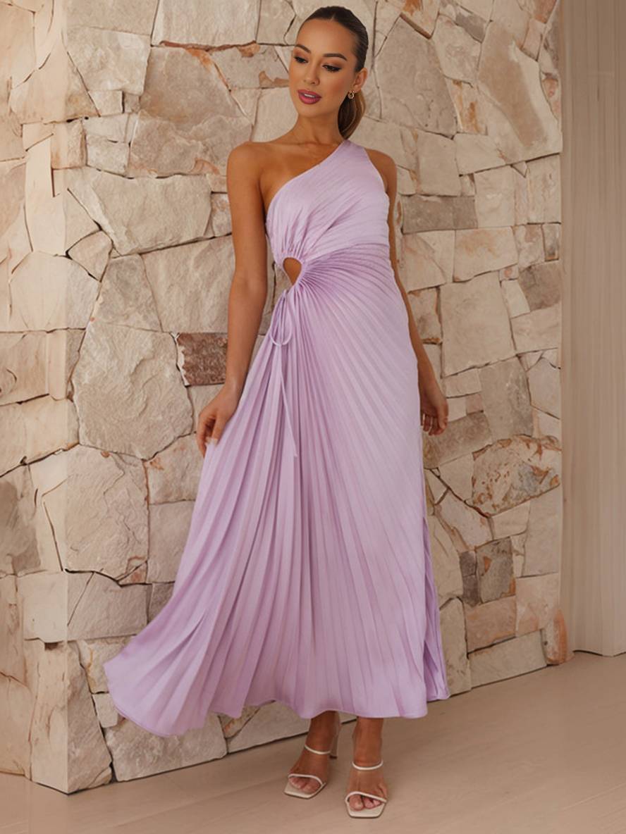 Women's Pleated Wedding Guest Dress | Maxi
