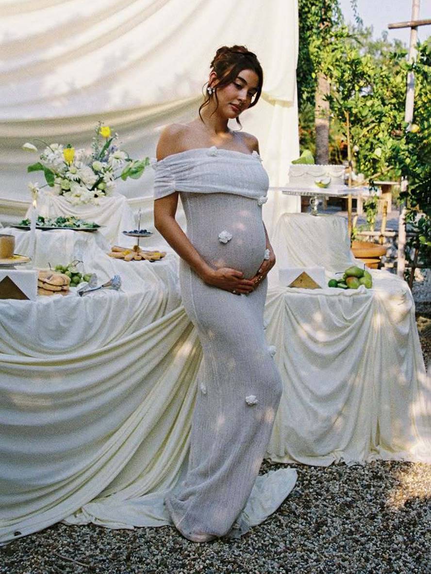 Women's White Maternity Wedding Guest Dress | Maxi