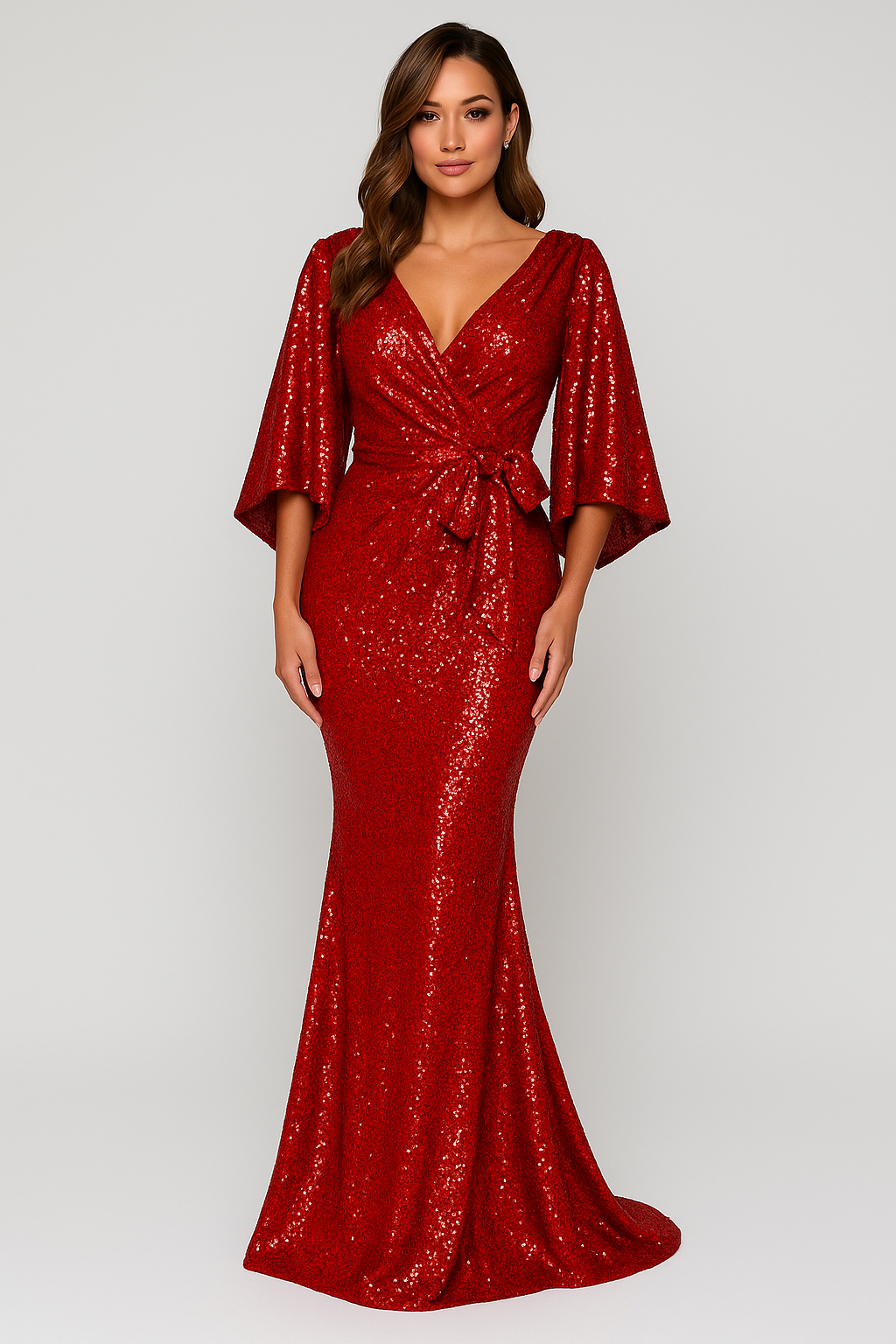 Women’s Sequin Wrap Evening New Year's Dress | Maxi