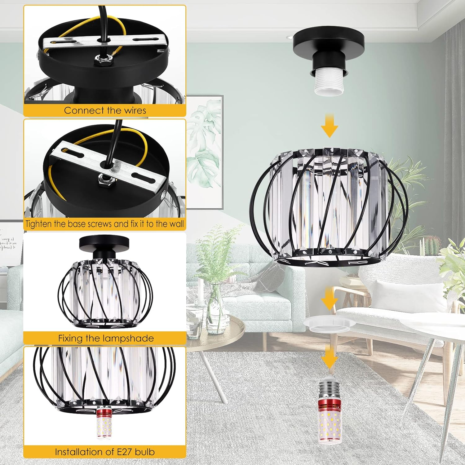 Set of 2 Modern Glass Ceiling Corridor Lights