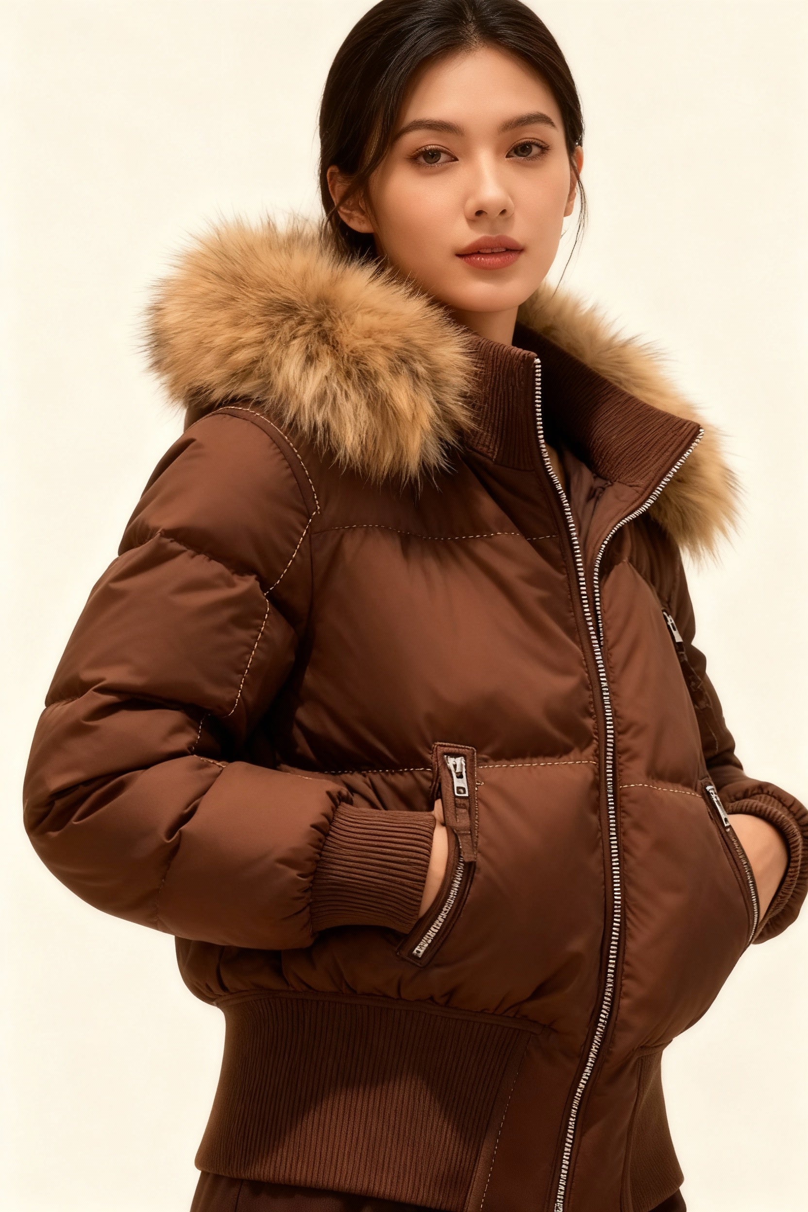 Women's Short Winter Jacket | with Detachable Hood