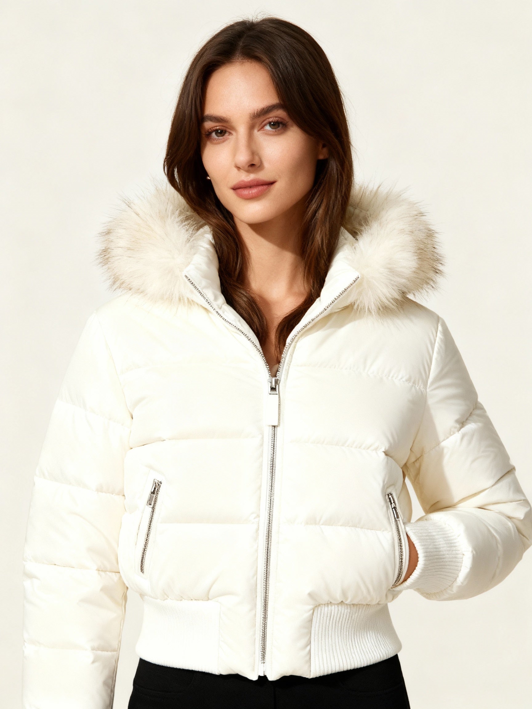 Women's Short Winter Jacket | with Detachable Hood