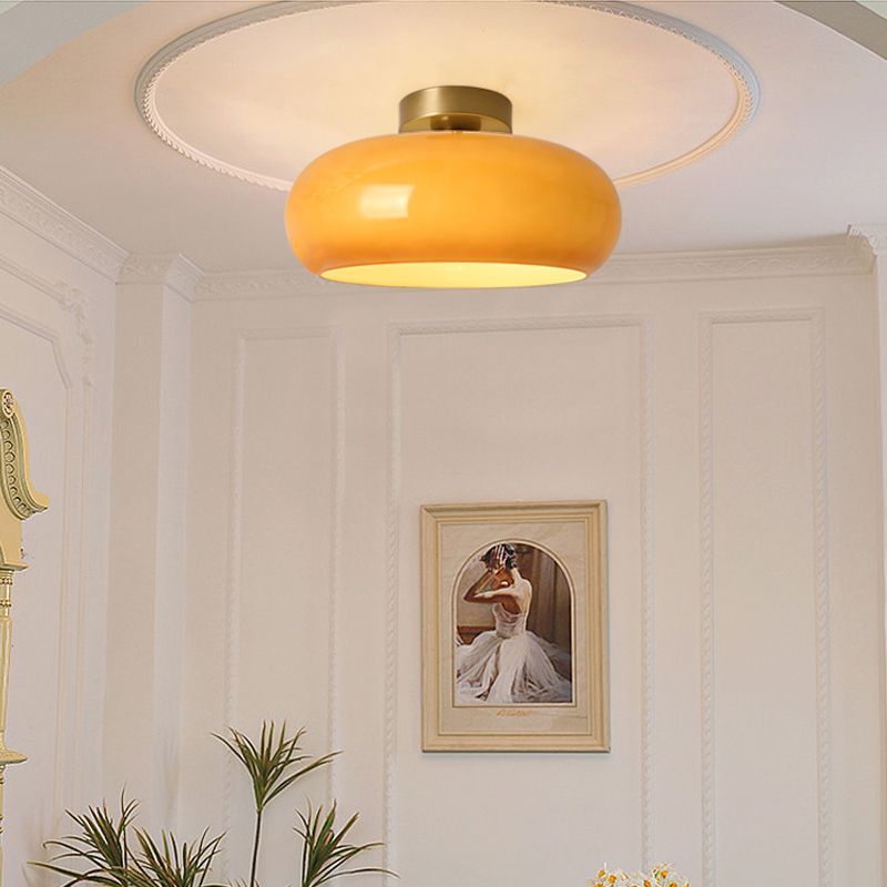 Amber Glow Round Glass Ceiling Light