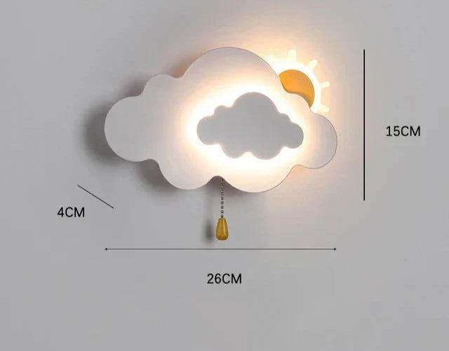 Wall Lamp for Children's Room - LED Cloud Lamp with Pull Switch, Dimmable